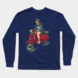 A Boy On His Scooter Long Sleeve T-Shirt